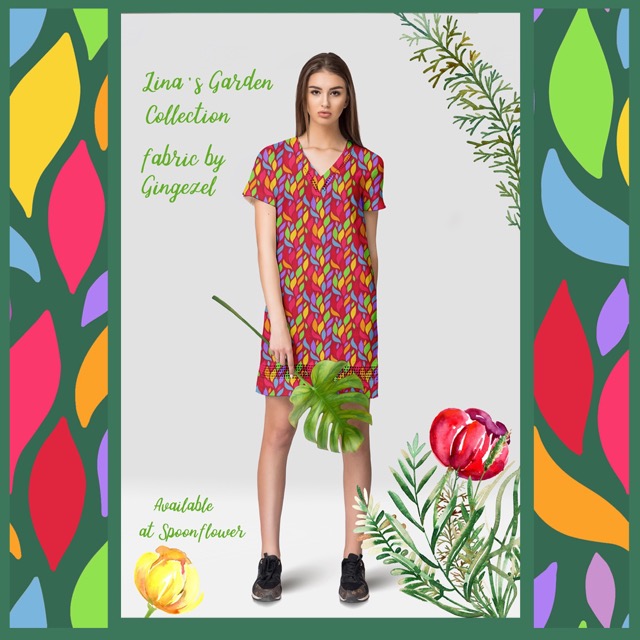 From the Lina's Garden Tulips collection, the Petals fabric on an easy to sew dress.