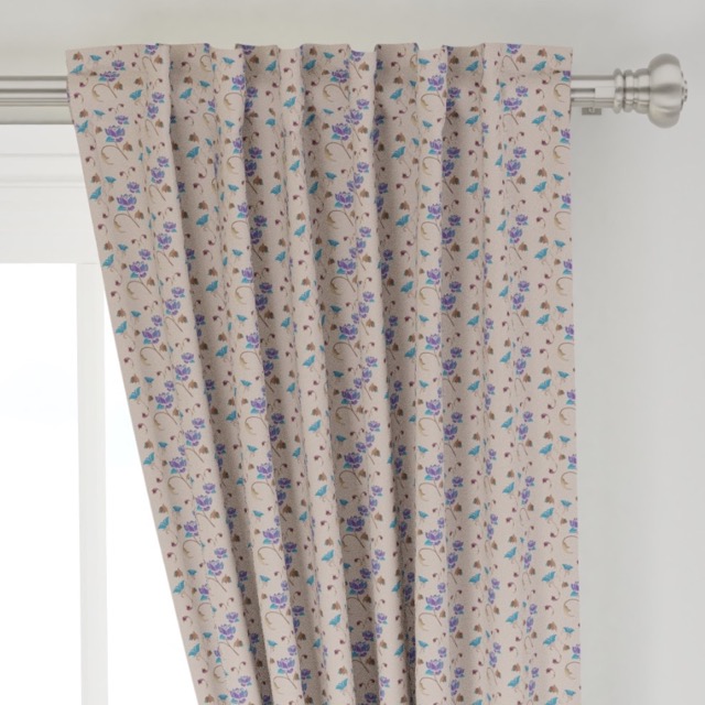 Beige Floral Curtains